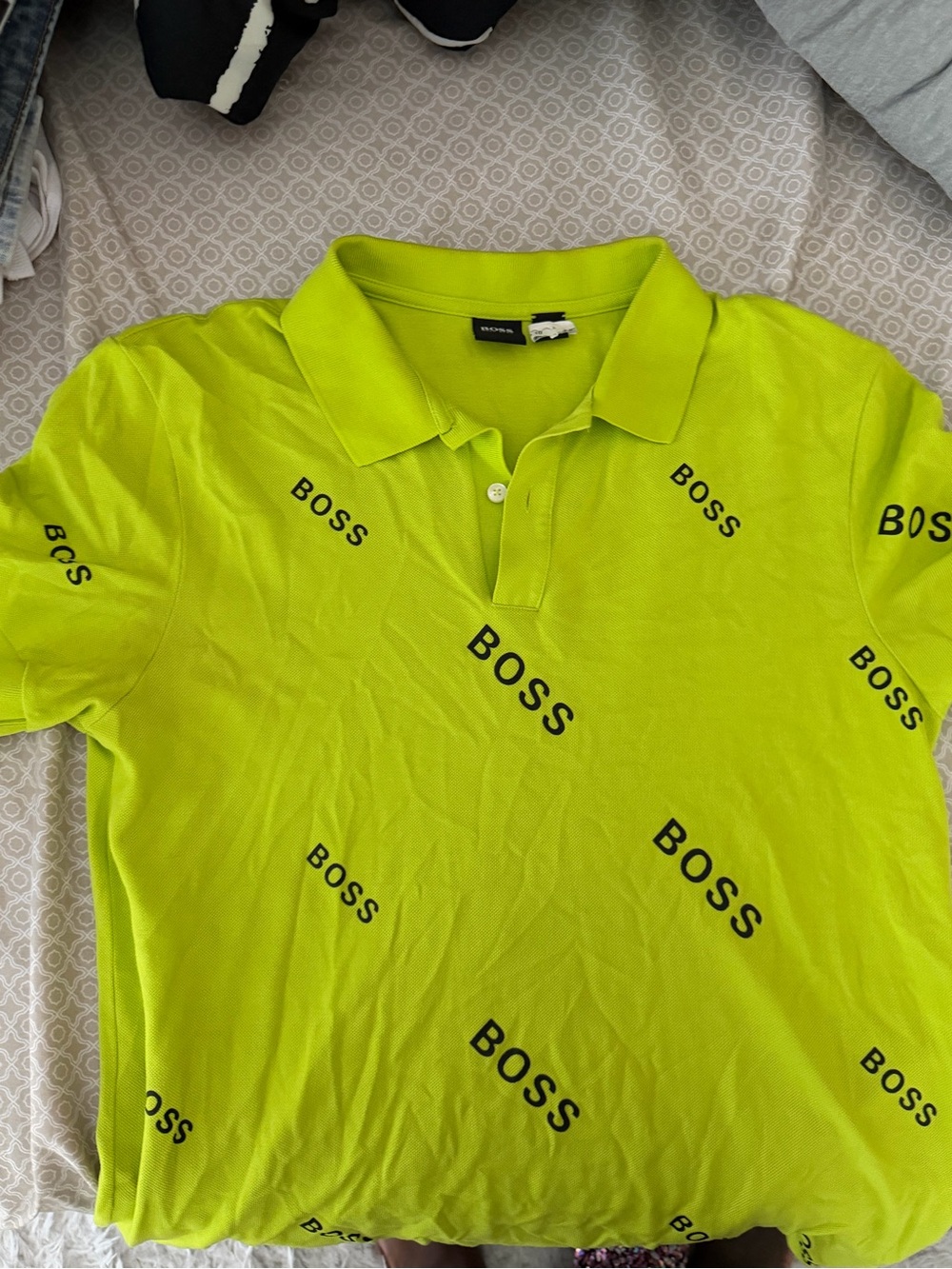 Hugo Boss Neon Green Logo Polo Shirt